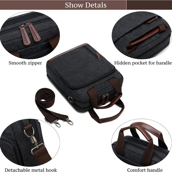 Mens Crossbody Shoulder Bag Canvas Messenger Bag Work Bag - Picture 3 of 7